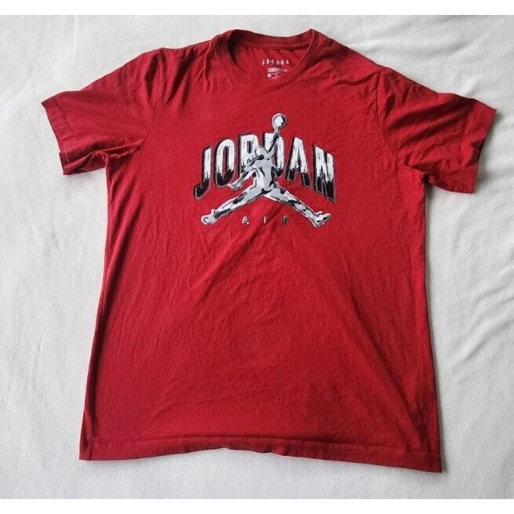 Nike Air Jordan Men L Shirt Red‎ Crew Neck Jumpman